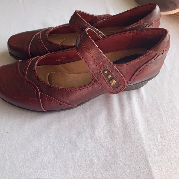 Earth Red-Burgundy Leather Clover Mary Jane Shoes Size 7.5 Boho Academia - Picture 4 of 9